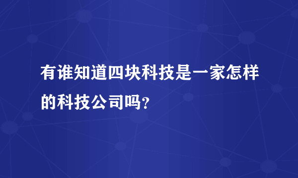 有谁知道四块科技是一家怎样的科技公司吗？