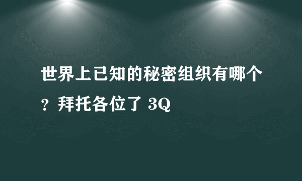 世界上已知的秘密组织有哪个？拜托各位了 3Q