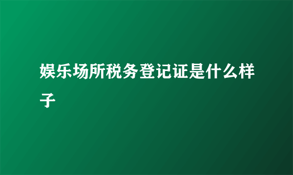 娱乐场所税务登记证是什么样子