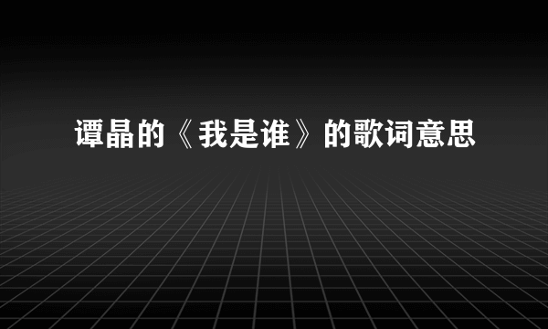 谭晶的《我是谁》的歌词意思