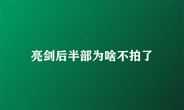 亮剑后半部为啥不拍了