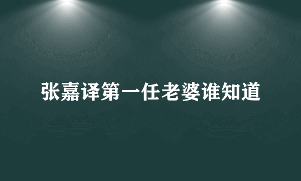 张嘉译第一任老婆谁知道