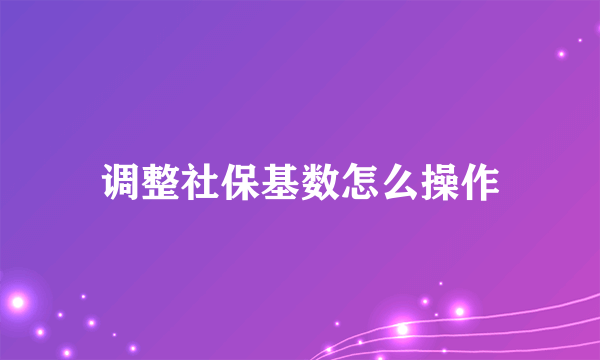 调整社保基数怎么操作