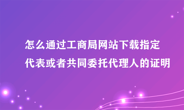 怎么通过工商局网站下载指定代表或者共同委托代理人的证明