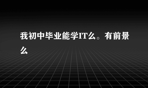 我初中毕业能学IT么。有前景么