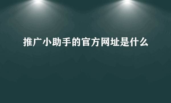 推广小助手的官方网址是什么