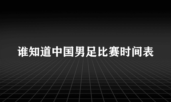 谁知道中国男足比赛时间表