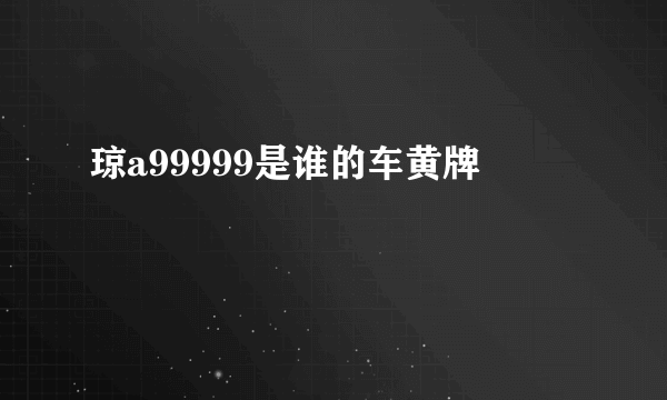 琼a99999是谁的车黄牌