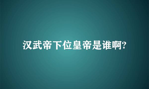 汉武帝下位皇帝是谁啊?