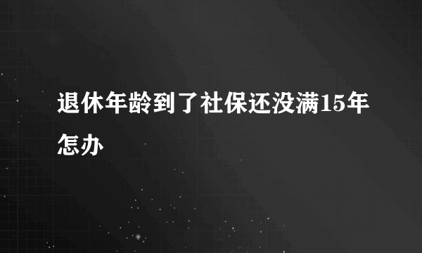 退休年龄到了社保还没满15年怎办