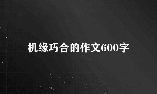 机缘巧合的作文600字