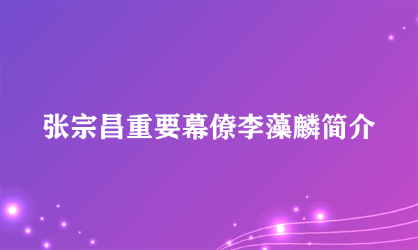 张宗昌重要幕僚李藻麟简介