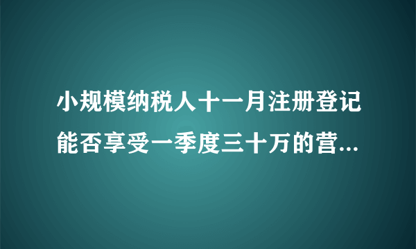 小规模纳税人十一月注册登记能否享受一季度三十万的营业额,免征增值税吗？