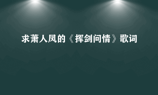 求萧人凤的《挥剑问情》歌词