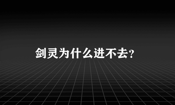 剑灵为什么进不去？