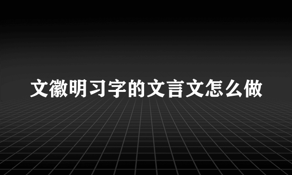 文徽明习字的文言文怎么做