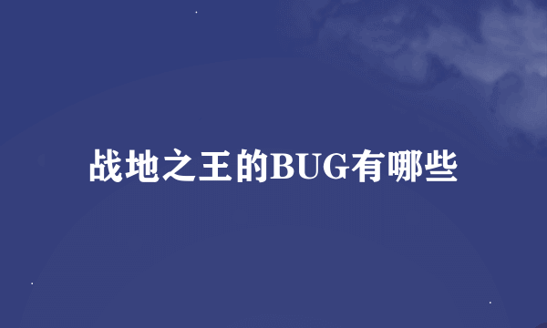 战地之王的BUG有哪些