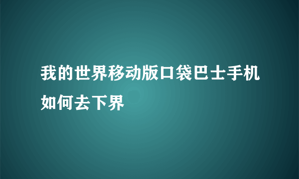 我的世界移动版口袋巴士手机如何去下界