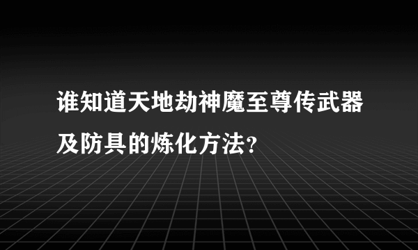 谁知道天地劫神魔至尊传武器及防具的炼化方法？