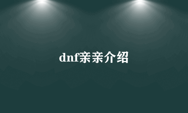 dnf亲亲介绍