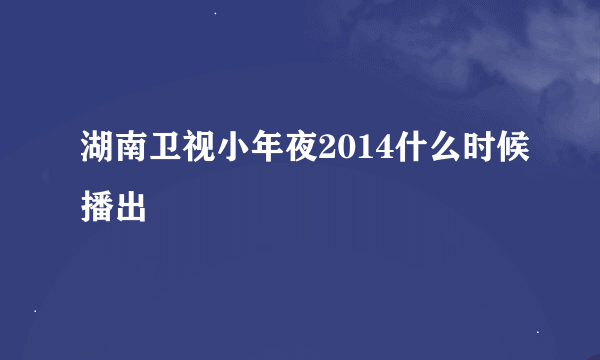 湖南卫视小年夜2014什么时候播出