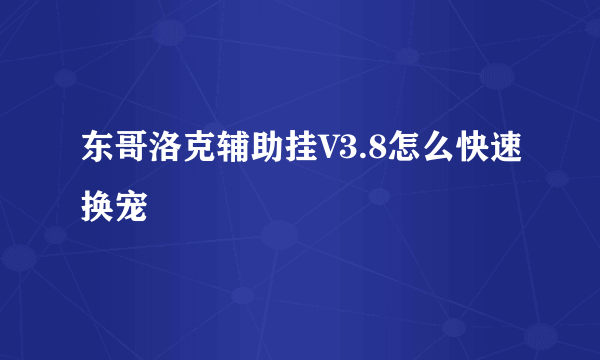 东哥洛克辅助挂V3.8怎么快速换宠