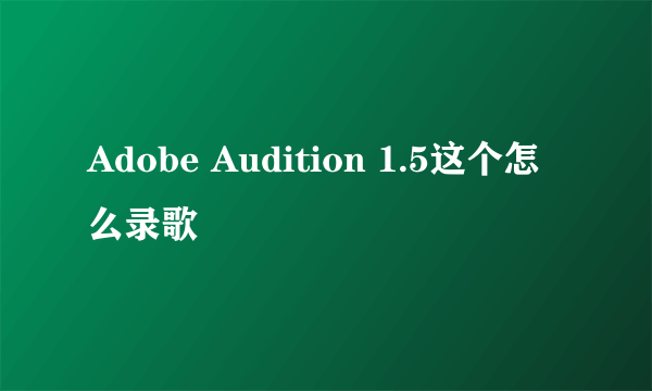 Adobe Audition 1.5这个怎么录歌