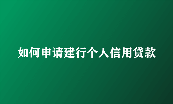 如何申请建行个人信用贷款