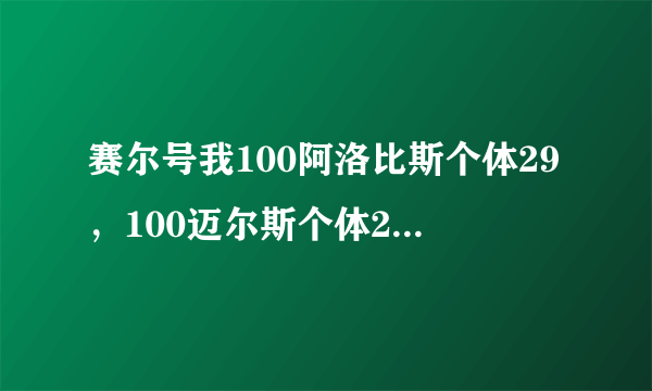 赛尔号我100阿洛比斯个体29，100迈尔斯个体27，100蒙米克个体28,100冰妖王个体27,100红色狼人个体27,