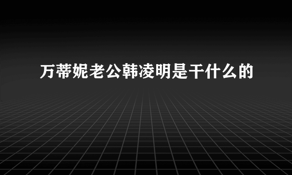 万蒂妮老公韩凌明是干什么的