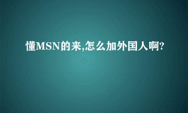 懂MSN的来,怎么加外国人啊?