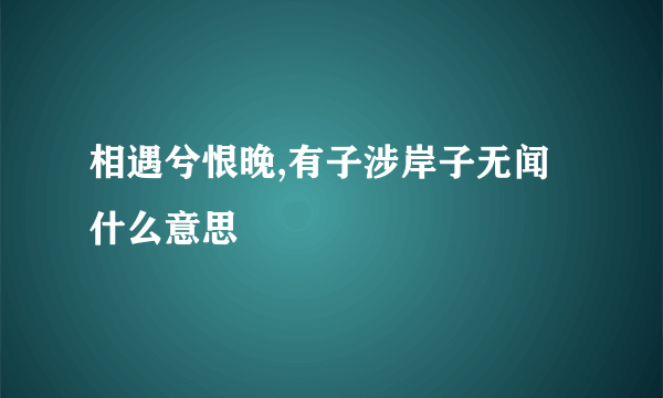 相遇兮恨晚,有子涉岸子无闻什么意思