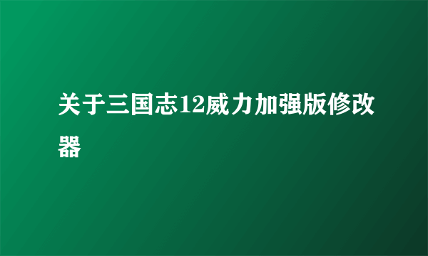 关于三国志12威力加强版修改器