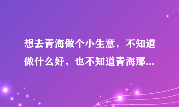 想去青海做个小生意，不知道做什么好，也不知道青海那里生意好做，请朋友参考一下，谢谢了