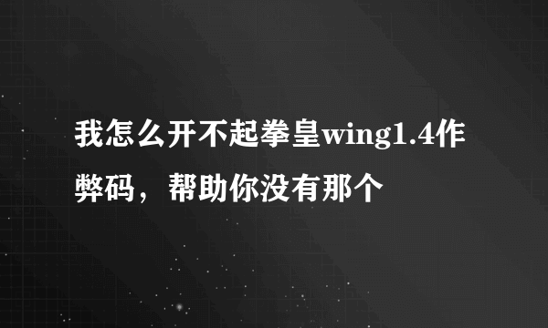 我怎么开不起拳皇wing1.4作弊码，帮助你没有那个