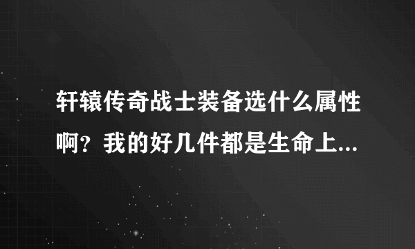 轩辕传奇战士装备选什么属性啊？我的好几件都是生命上限的行吗？求解？