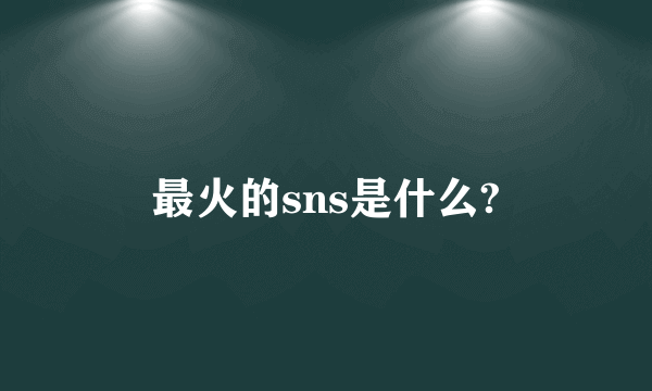 最火的sns是什么?