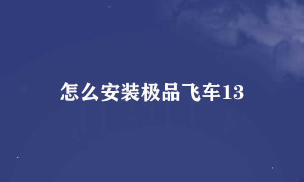 怎么安装极品飞车13