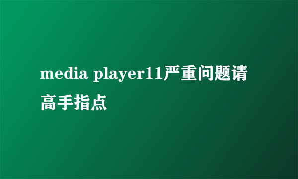 media player11严重问题请高手指点