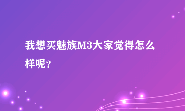 我想买魅族M3大家觉得怎么样呢？