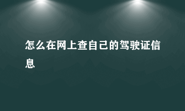 怎么在网上查自己的驾驶证信息