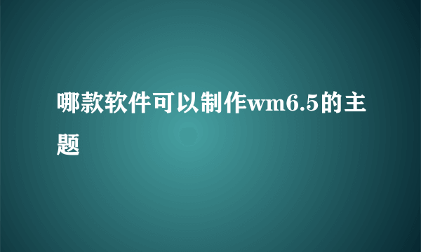 哪款软件可以制作wm6.5的主题