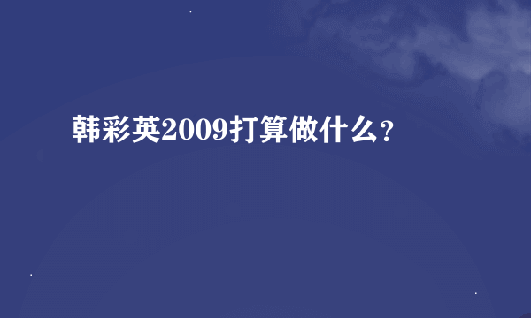 韩彩英2009打算做什么？