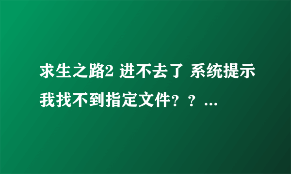 求生之路2 进不去了 系统提示我找不到指定文件？？？？！！急！！！