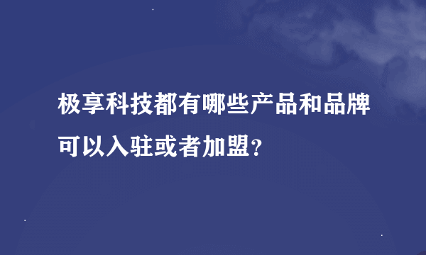 极享科技都有哪些产品和品牌可以入驻或者加盟？