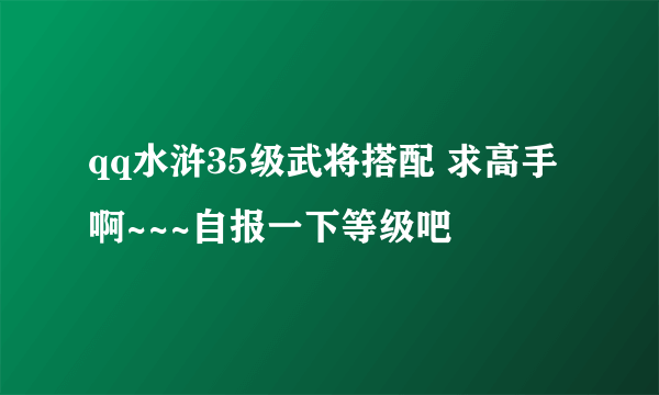 qq水浒35级武将搭配 求高手啊~~~自报一下等级吧