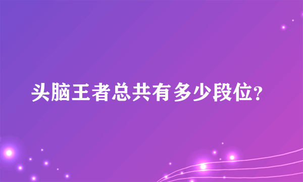 头脑王者总共有多少段位？