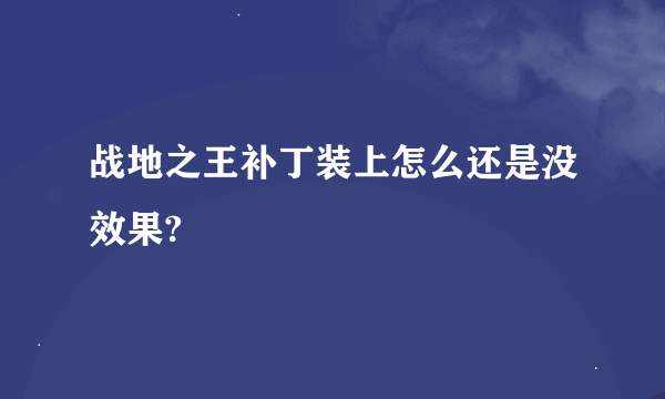 战地之王补丁装上怎么还是没效果?