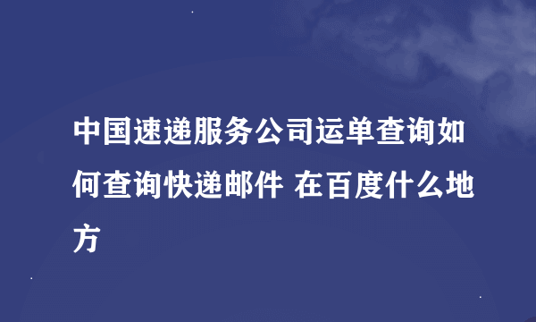 中国速递服务公司运单查询如何查询快递邮件 在百度什么地方