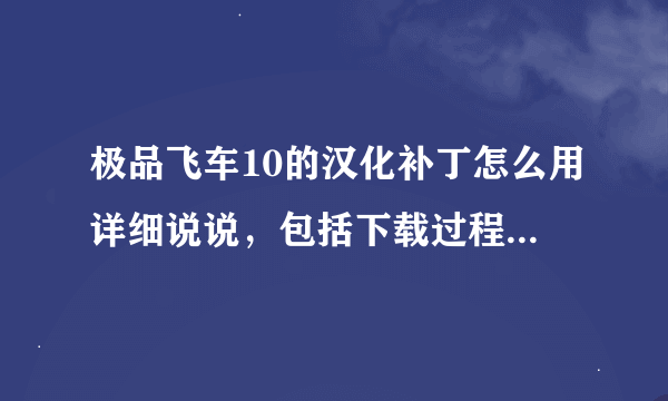 极品飞车10的汉化补丁怎么用详细说说，包括下载过程这些都要说